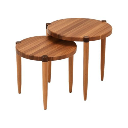 Leick Home Redonda Bay Round End Table, Natural Jequitiba | , Freestanding, Contemporary/Modern, Wood, 2-Pack, Furniture, 228361-NAT - color: Natural Jequitiba