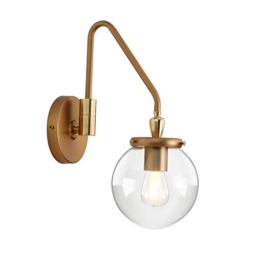 Industrial Swing Arm Wall Sconce Lighting, Adjustable Globe Wall Vanity Light for Bathroom, Hardwired Wall Lamp Fixture for Bedside Living Room Study Room (Antique) - color: Antique