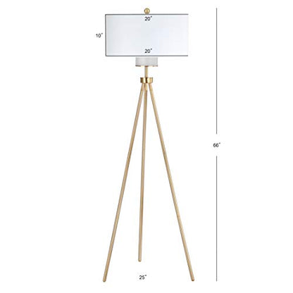 SAFAVIEH Lighting - Enrica 66-Inch Floor Lamp - Brass Gold - Fabric Shade - Mid-Century Tripod Leg Design - Ideal for Living Room, Bedroom - LED Bulb Included (FLL4008A)