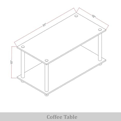 Coffee Table with Open Storage Shelf, Modern Design, Light Grey - color: Light Grey