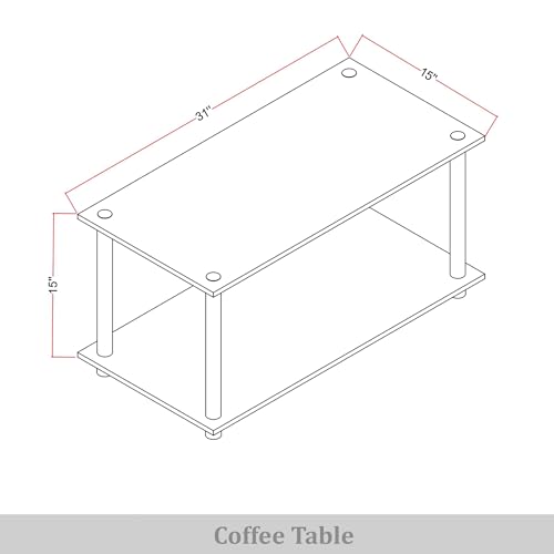 Coffee Table with Open Storage Shelf, Modern Design, Brown - color: Brown