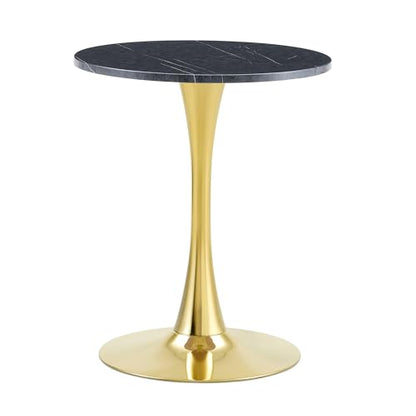 botzi 23.6 Inches Round Tulip Dining Table, Faux Marble Bistro Table | Engineered Wood Top, Metal Pedestal Base, Seats 2 To 4, Easy-Clean Surface For Apartments And Breakfast Nooks - color: Gold,grey, size: 23.6 Inches