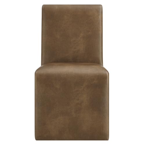 Modway Emory Faux Leather Dining Side Chair in Canyon - Single Armless Slipper Chair - Padded Vegan Leather Accent for Dining Room, Kitchen - color: Canyon