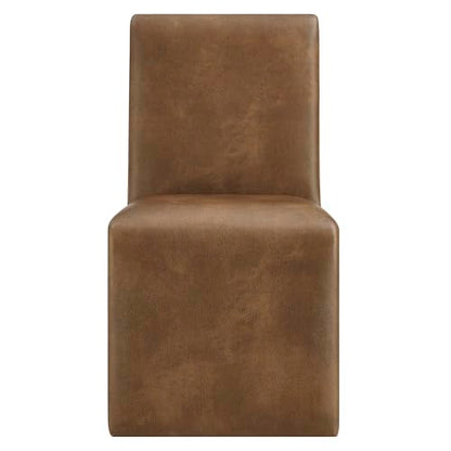 Modway Emory Faux Leather Dining Side Chair in Canyon - Single Armless Slipper Chair - Padded Vegan Leather Accent for Dining Room, Kitchen - color: Canyon