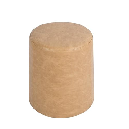 HomePop 17" Organic Shape Ottoman - Sand Faux Leather - color: Sand Faux Leather