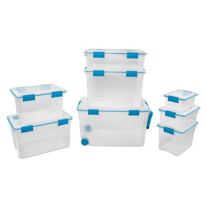Sterilite 12-Pack Gasket Box, Weather-Resistant Storage Bins with Latching Lids, 54 Quart - Heavy-Duty Organizing Containers for Closet, Bathroom, and Office - size: 54 Quart, style: 12 Pack