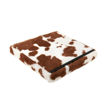 Luxe Faux Fur Storage Ottoman, Cowhide Brown/White, 12 x 12 x 12 in | Engineered Wood, Tool-Free Assembly, Modern Style, Seat And Footrest - color: Cowhide Brown/White, size: 12"D x 12"W x 12"H