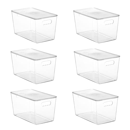 Vtopmart 6 Pack Clear Stackable Storage Bins with Lids, XLarge | BPA-free Plastic, Organize Vertically, For Pantry Kitchen Fridge Cabinet Closet Bathroom, Built to Last, Easy to Move - size: XL(13"L x 7.4"W x 7"H)
