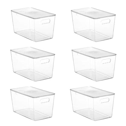 Vtopmart 6 Pack Clear Stackable Storage Bins with Lids, XLarge | BPA-free Plastic, Organize Vertically, For Pantry Kitchen Fridge Cabinet Closet Bathroom, Built to Last, Easy to Move - size: XL(13"L x 7.4"W x 7"H)