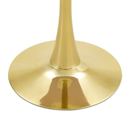 31.5" Round Dining Table, Mid-Century Modern Tulip Table with Thickened Tabletop & Metal Pedestal, Circle Bistro Table for Kitchen, Small Places, Apartments, Cafe - color: Grey Gold, size: 31.5" dining table