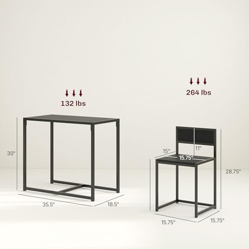 HOMCOM Small Dining Table Set for 2 Compact for Small Spaces, Black | Kitchen Table and Chairs Set, Compact Dining Sets, Breakfast Nook - color: Black