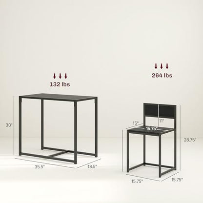 HOMCOM Small Dining Table Set for 2 Compact for Small Spaces, Black | Kitchen Table and Chairs Set, Compact Dining Sets, Breakfast Nook - color: Black