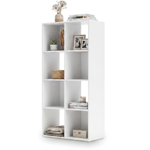 Signature Design by Ashley 8 Cube Organizer Bookcase, White | Durable engineered wood with white laminate, Contemporary styling for bedroom or living room storage, Onita Series - color: White, size: Eight Cube