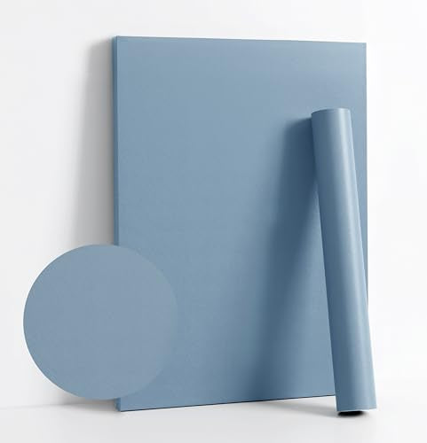394''x17.7'' Blue Peel and Stick Wallpaper Contact Paper Modern Self Adhesive Wall Paper Removable Renter Friendly Textured Solid Color Shelf Cabinet Vinyl Roll (394''x17.7'',Blue Grey) - color: Blue Grey, size: 17.7" x 394"