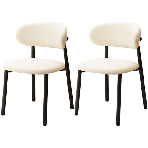 Kitchen Dining Chairs Set of 2 Modern Upholstered Leather Farmhouse Dining Room Chair, Black/Beige - color: 18 Inch Black/Beige