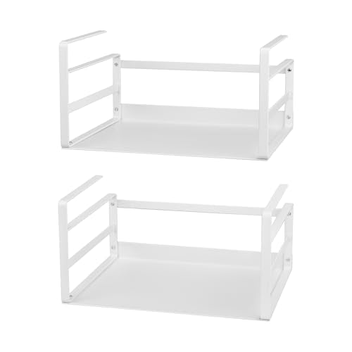 Nxconsu Under Shelf Basket 2 Pack, Cabinet Storage Organizer, 11" White | Solid Metal Bottom Holds Up to 15 lb with No Drilling for Kitchen Cupboard Pantry Bookshelf Closet Laundry and Bath - color: White, size: Small - 11"L