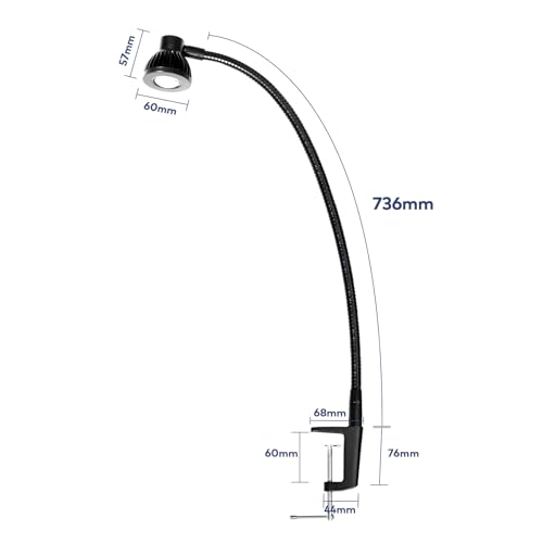 Hersi 5W 35" Flexible Arm Architect Desk Lamp High Bright LED Task Light | Metal Architect LED Clamp, Adjustable Folding Twin-Arm, Clip-on Table Lamp, For Home Office - color: Black