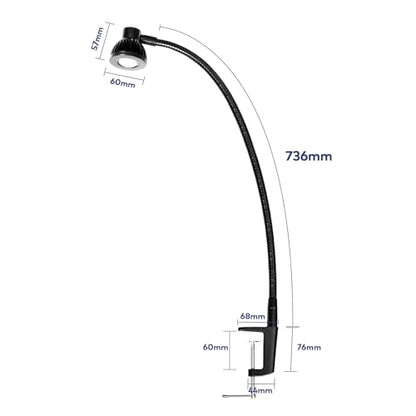 Hersi 5W 35" Flexible Arm Architect Desk Lamp High Bright LED Task Light | Metal Architect LED Clamp, Adjustable Folding Twin-Arm, Clip-on Table Lamp, For Home Office - color: Black