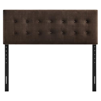 Modway Emily Full Size Performance Velvet Headboard in Chocolate Brown - Stain-Resistant Velvet Upholstery with Button Tufting and 7 Adjustable Height Positions - color: Chocolate Brown, size: Full