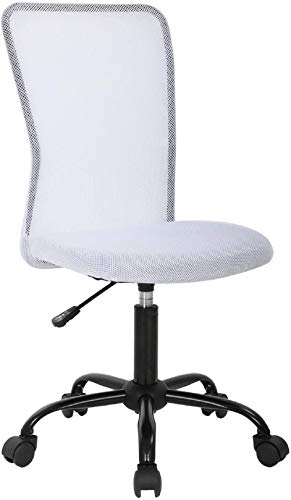 HGS Modern Armless Mesh Task Chair, Ergonomic Computer Chair, Mid-Back Rolling Swivel Chair with Lumbar Support, Height Adjustable, White - color: White