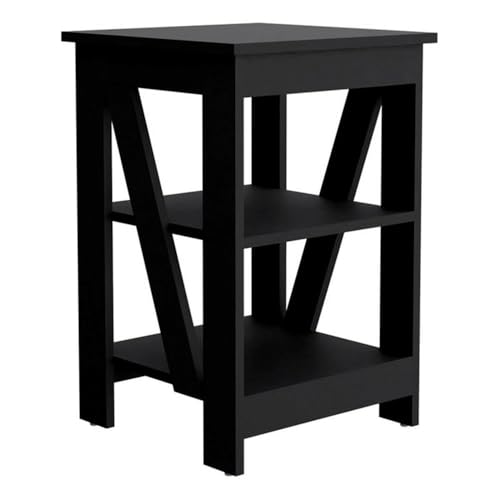 Tuhome Greter Floating Nightstand, 24" Tall Bedside Table with 2 Drawers & Open Shelf, Engineered Wood Night Stand for Bedroom, Narrow Small Nightstand in White or Black