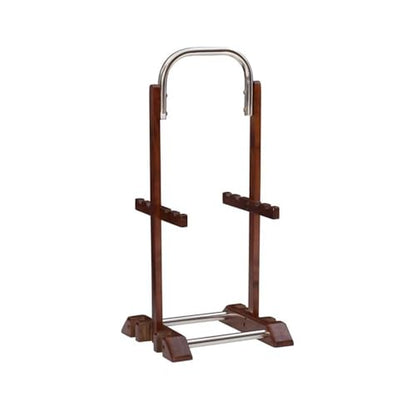 Pemberly Row Transitional Solid Wood Folding Tray Tables, Dark Cherry Finish, 5-Piece Set with Chrome Handle Stand, 15.72" w x 23.58" d x 26.38" h, Birch Veneer MDF Tops, Indoor Snack and Laptop Use