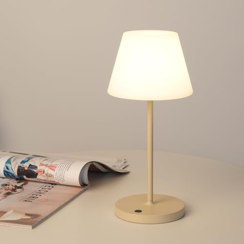 WEILAILUX Small Outdoor Table Lamp, Shower Lamp Waterproof (Mini Khaki) | Original Design, Cordless Rechargeable, Lightweight, Touch Dimming, 3000mAh Battery 8-72 Hours, 2700K, IP44, Indoor & Outdoor - color: Mini Khaki, size: Mini