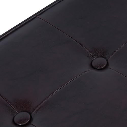 HomePop 18" Classic Square Storage Ottoman - Brown - color: Brown Faux Leather