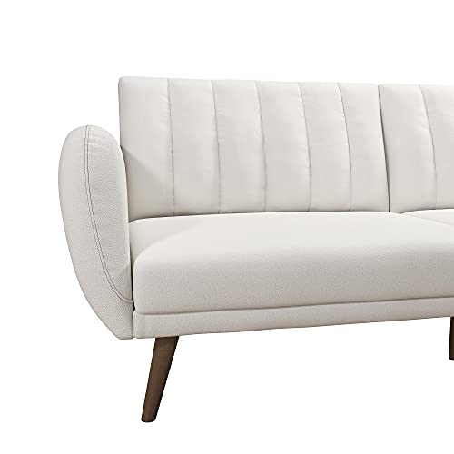 Novogratz Brittany Futon, Convertible Sofa & Couch,White Faux Leather - color: White Faux Leather