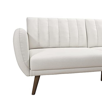 Novogratz Brittany Futon, Convertible Sofa & Couch,White Faux Leather - color: White Faux Leather