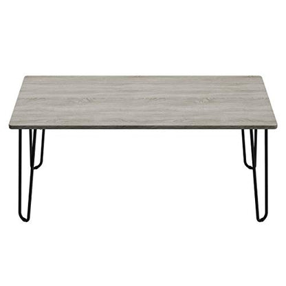 Lavish Home Coffee Table with Hairpin Legs, Gray, 41.25” x 19.5” x 17.75” | Modern Industrial Style Living Room Furniture, Woodgrain-Look and Steel Accent Center Table - color: Gray Woodgrain