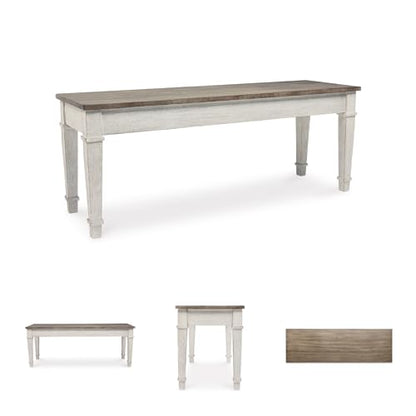 Signature Design by Ashley Skempton Farmhouse Storage Bench, Distressed Finish, Seat With Hidden Storage, Wood, 48" W x 15" D x 18.5" H, White & Light Brown