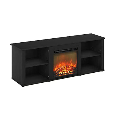 Furinno Classic 60 Inch TV Stand with Fireplace, Americano - color: Americano, size: 60-Inch