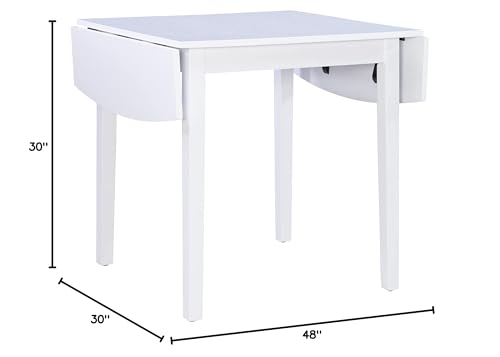 Linon Torino White 30" Square Drop Leaf Table - 30" X 48" Fully Extended - color: White