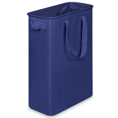 efluky Slim Laundry Basket, Narrow Laundry Hamper with Handles, Collapsible Dirty Clothes Hamper, Tall Laundry Bin for Laundry Room, Dorm and Bedroom, 12.7 Gallons(48L) Blue - color: Blue, size: 48L