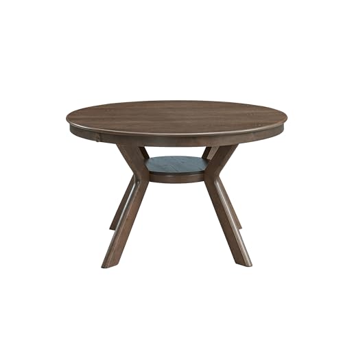 φ47.24 Solid Wood Dining Table for 4 to 6, Round Wooden Kitchen Table with Wooden Trestle Pedestal Base for Dining Room Living Room Furniture- φ47.24 x 29.92 H Oak (Only Table) - color: 47.23 Inches Oak