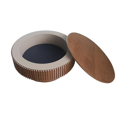 JUSTONE 31.5" Round Coffee Table,Farmhouse Wood Coffee Table with Storage for LivingRoom,Apartment,Office,Walnut - color: 31.5'' - Walnut-6