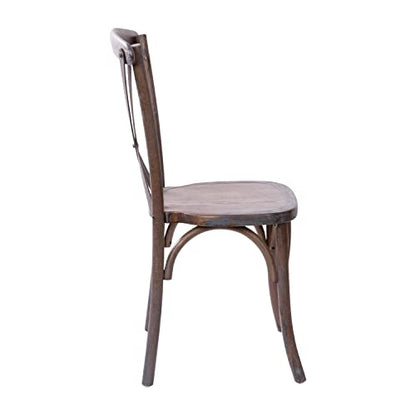 Merrick Lane Bardstown X-Back Bistro Style Wooden Dining Chair for Kitchens and Dining Rooms, High-Back Wood Stackable Kitchen Chair, Dark Driftwood - color: Dark Driftwood