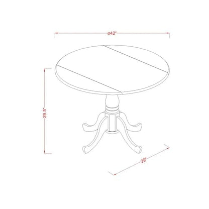 East West Furniture DLT-OAK-TP Dublin Dining Room Table - a Round kitchen Table Top with Dropleaf & Pedestal Base, 42x42 Inch, Oak - color: 1dlt-oak-tp