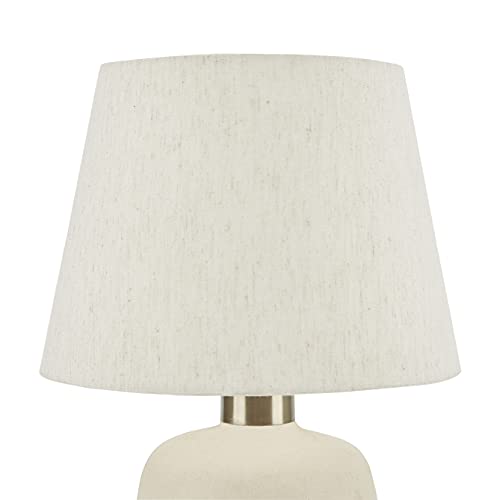 Nourison Home 16" Cream Natural Textured Ceramic Accent Table Lamp, Farmhouse, Boho, for Bedroom, Living Room, End Table, Coffee Table Lamp