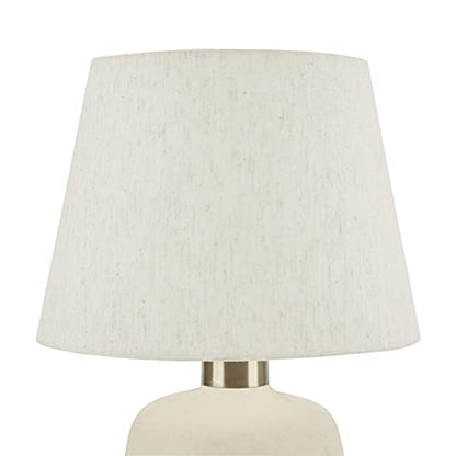 Nourison Home 16" Cream Natural Textured Ceramic Accent Table Lamp, Farmhouse, Boho, for Bedroom, Living Room, End Table, Coffee Table Lamp