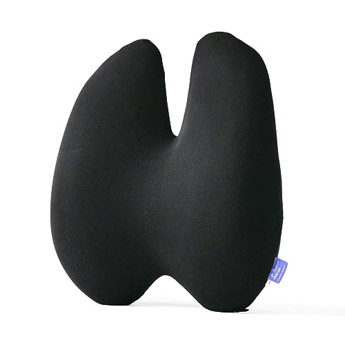 C CUSHION LAB Extra Dense Lumbar Pillow - Patented Ergonomic Multi-Region Firm Back Support for Lower Back Pain Relief - Lumbar Support Cushion with Strap for Office Chair, Car, Sofa, Plane - Black - color: Black