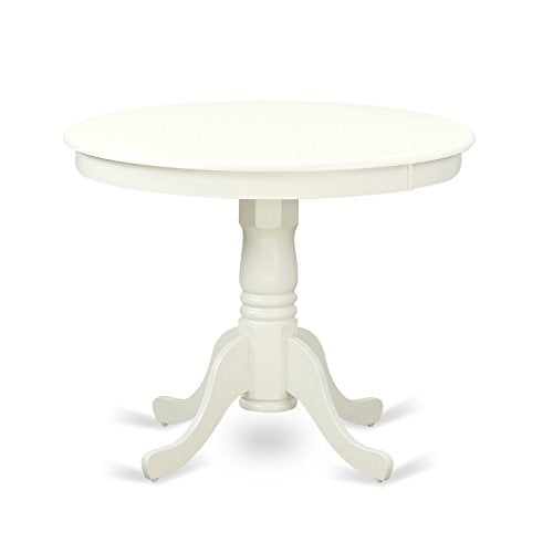 East West Furniture ANIP3-LWH-W 3 Piece Modern Dining Table Set Contains a Round Kitchen Table with Pedestal and 2 Dining Room Chairs, 36x36 Inch, Linen White - color: Anip3-lwh-w
