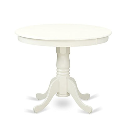 East West Furniture ANIP3-LWH-W 3 Piece Modern Dining Table Set Contains a Round Kitchen Table with Pedestal and 2 Dining Room Chairs, 36x36 Inch, Linen White - color: Anip3-lwh-w