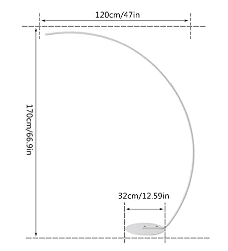 Minimalist Arc Floor Lamp with Remote Control - Dimmable LED Reading Light for Living Room, Bedroom, and Study(White) - size: White