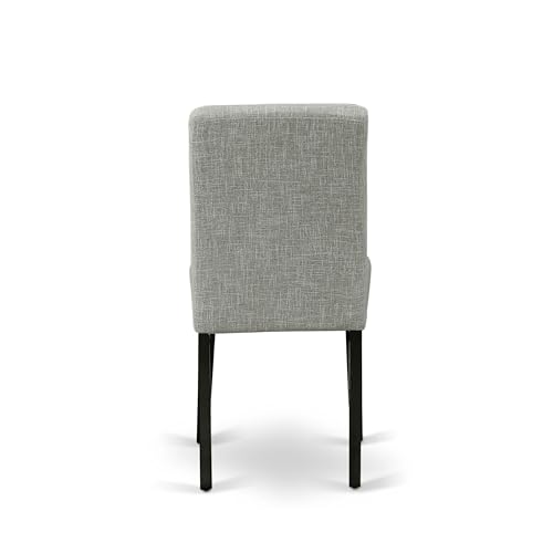 East West Furniture ABP1T06 Abbott Parson Dining Room Chairs - Shitake Linen Fabric Upholstered Chairs, Set of 2, Black - color: Abp1t06