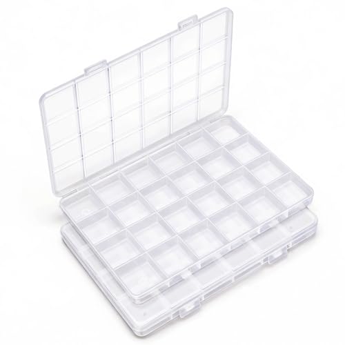 Eppingwin 24 Grids Bead Organizer, Craft Organizers and Storage, Acrylic Organizers, Plastic Bead Organizer Box for Crafts Organizing Storing(2 pack) - color: 24 grids(2 P)