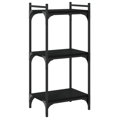 3-Tier Bookcase Industrial Bookshelf Storage Organizer for Books Display Rack with Metal Frame and Adjustable Feet, Black, 15.7 x 11.8 x 33.9 Inches - color: Black 2