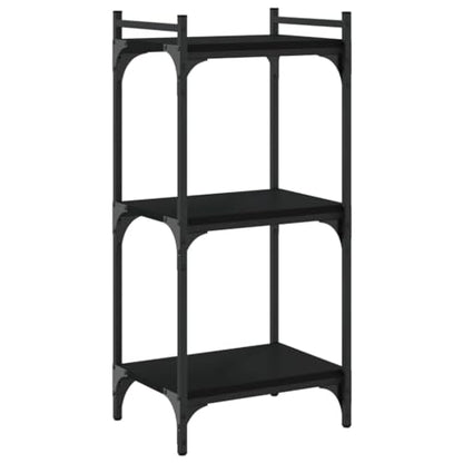 3-Tier Bookcase Industrial Bookshelf Storage Organizer for Books Display Rack with Metal Frame and Adjustable Feet, Black, 15.7 x 11.8 x 33.9 Inches - color: Black 2