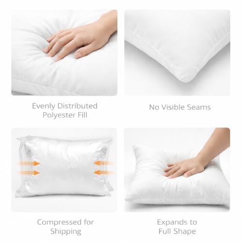 12 x 20 Pillow Inserts Set of 4 – Rectangular Cushion Forms with Resilient Polyester Fill, Soft Support for Sofa, Bed & Lumbar Covers